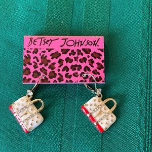 Vintage Betsey Johnson Handbag Earrings With Rhinestones